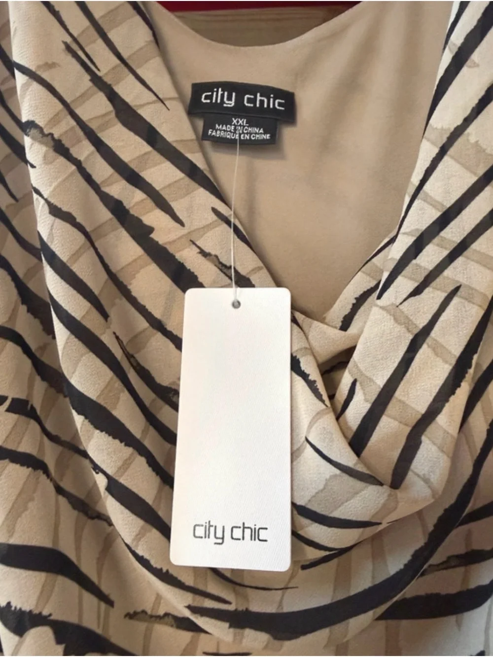 City Chic Beige and Black Zebra-Print Skater Skirt